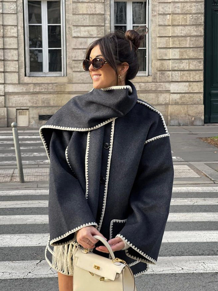 Womens Winter Jacket with Scarf Statement Style - BritishMode