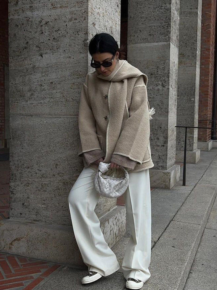 Womens Winter Jacket with Scarf Statement Style