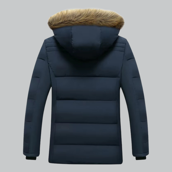 Mens Insulated Parka with Fur-Lined Hood