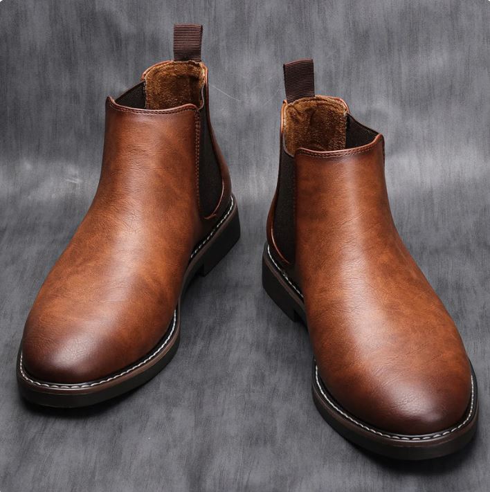 Mens Leather Ankle Boots Casual Wear