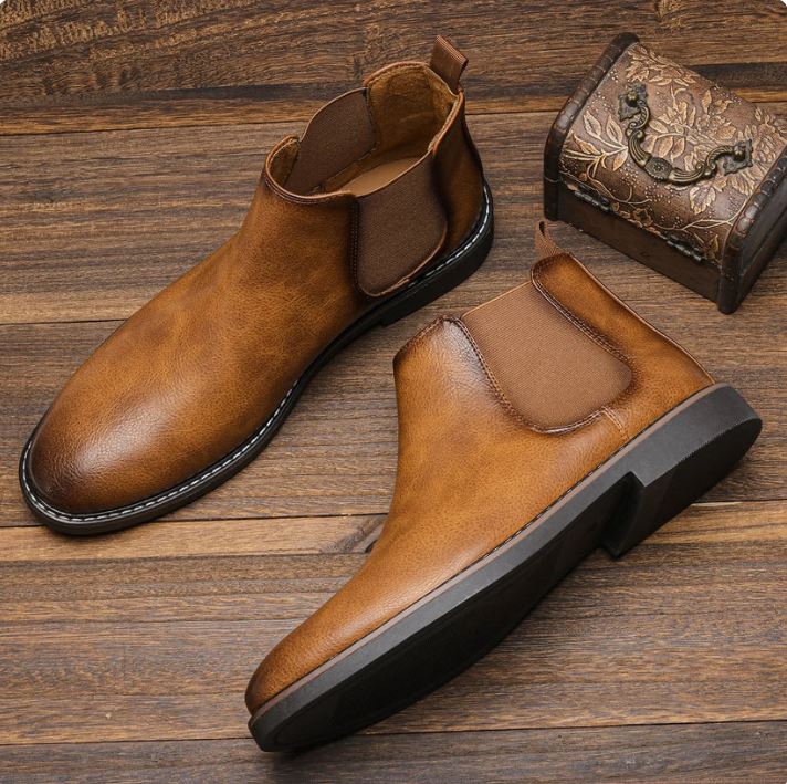 Mens Leather Ankle Boots Casual Wear