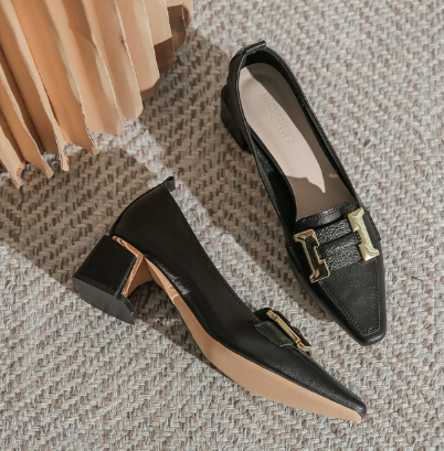 Womens Loafers with Block Heel Comfortable Office Fit