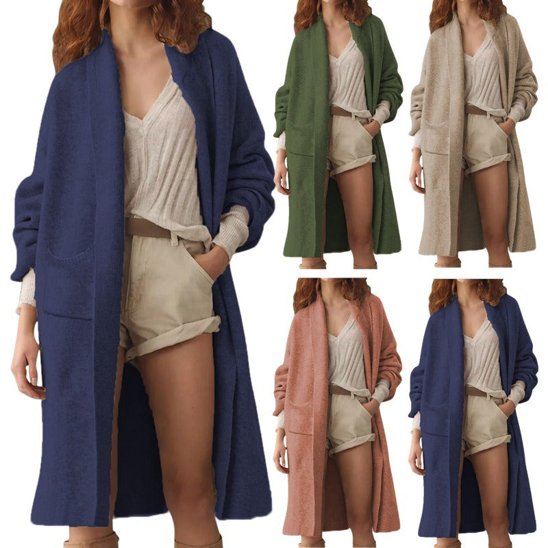 Womens Merino Wool Cardigan Open-Front Knit with Pockets