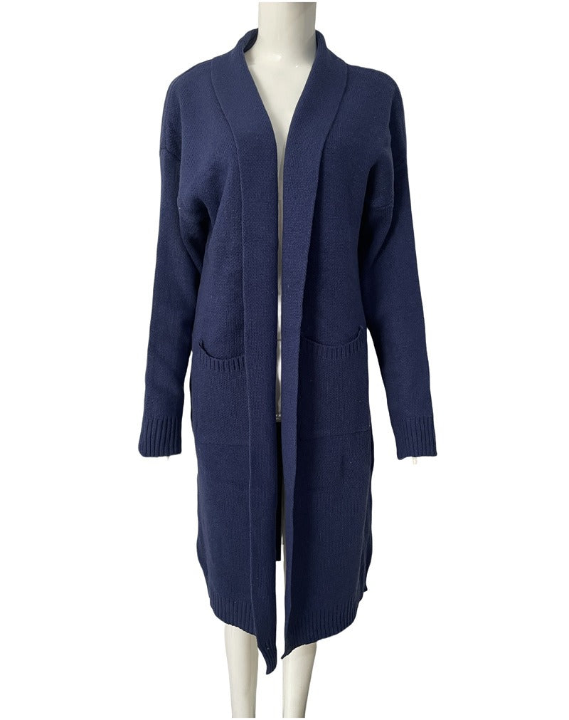 Womens Merino Wool Cardigan Open-Front Knit with Pockets