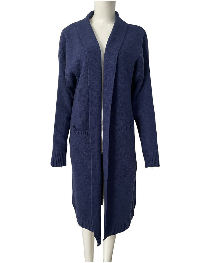 Womens Merino Wool Cardigan Open-Front Knit with Pockets