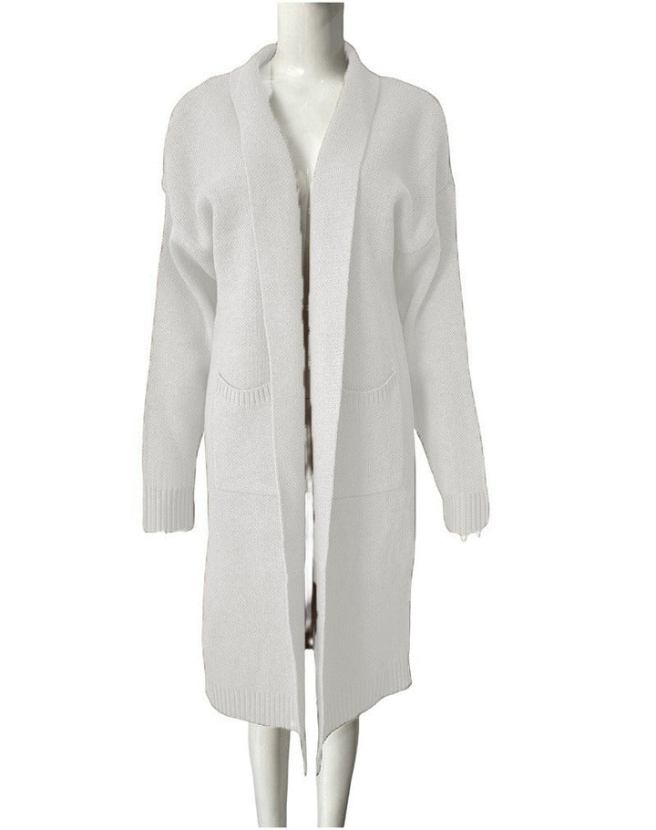Womens Merino Wool Cardigan Open-Front Knit with Pockets
