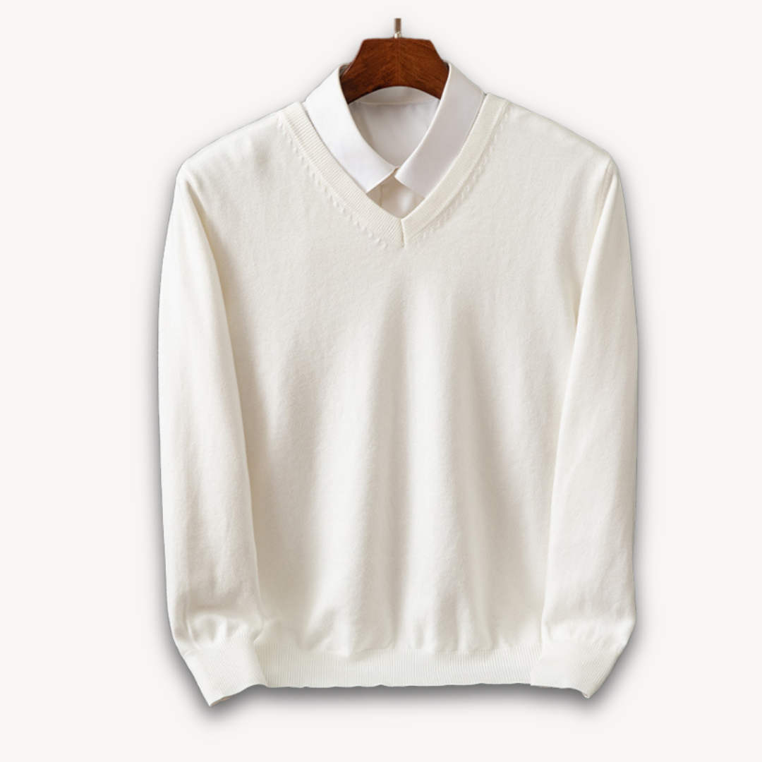 Mens Cashmere Sweater Elegant V-Neck