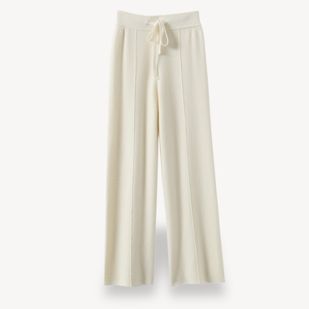 Womens Cashmere Wide-Leg Pants Relaxed Fit Loungewear