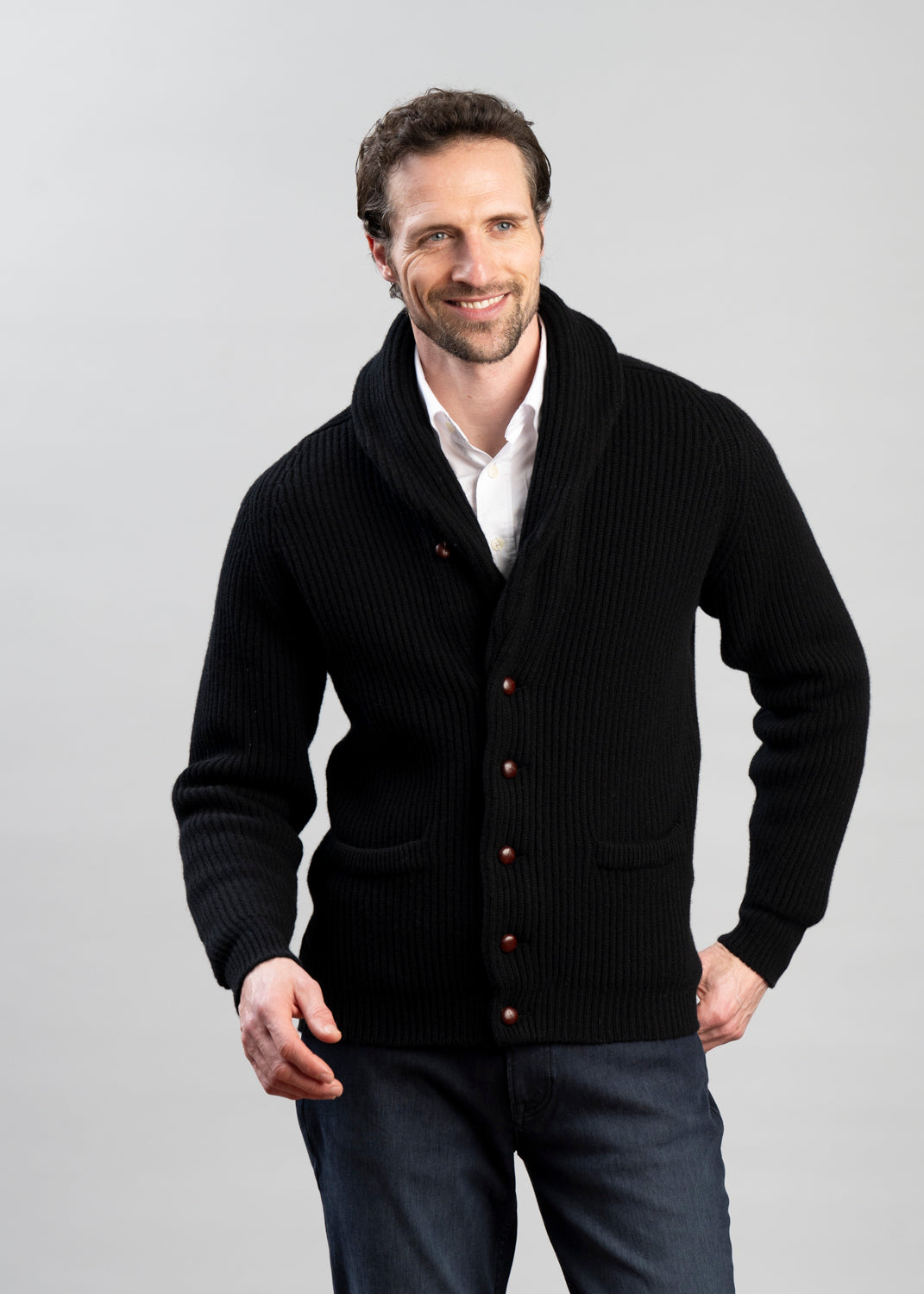 Mens Shawl Collar Jacket Lambswool Wool Blend - BritishMode