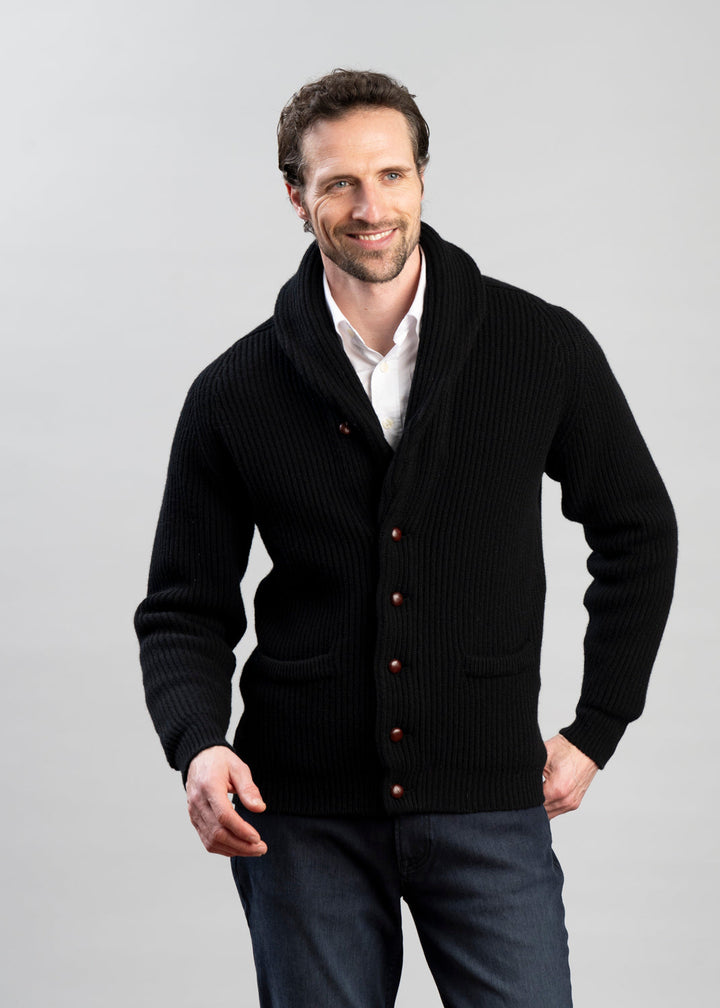 Mens Shawl Collar Jacket Lambswool Wool Blend - BritishMode