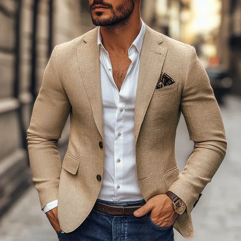 Mens Blazer Linen Cotton Relaxed Fit