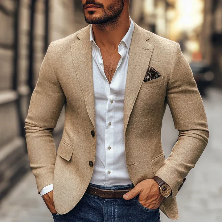Mens Blazer Linen Cotton Relaxed Fit