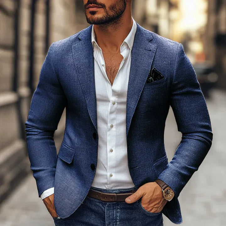 Mens Blazer Linen Cotton Relaxed Fit