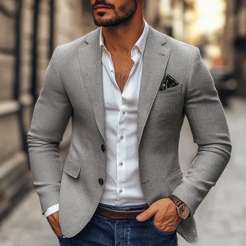 Mens Blazer Linen Cotton Relaxed Fit
