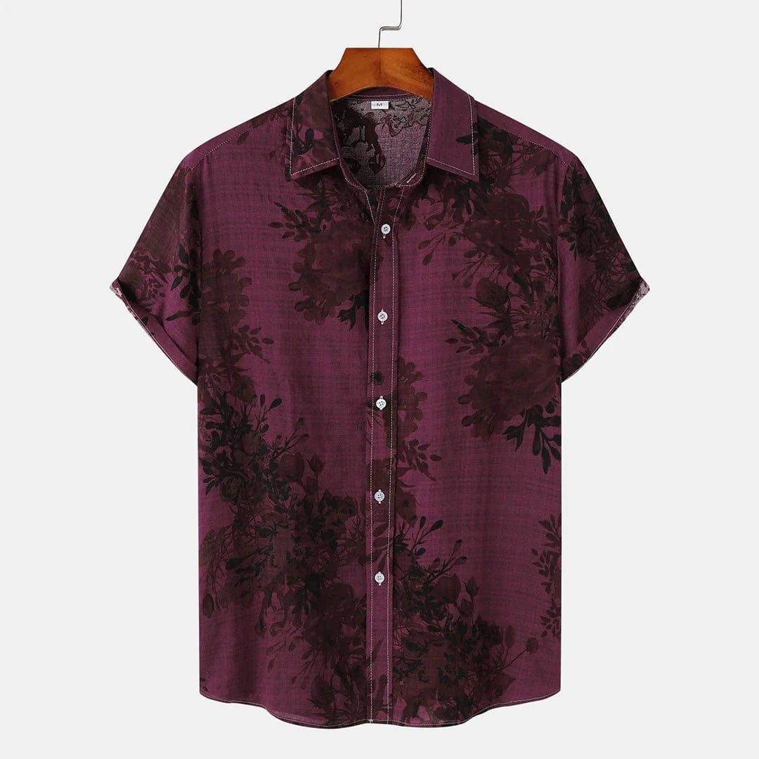 Mens Polo Shirt Floral Pattern Classic Fit