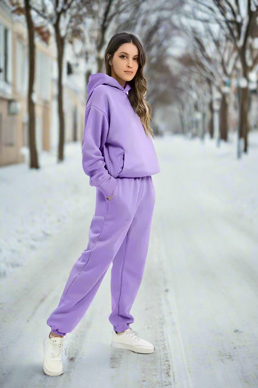 Womens Pullover Hoodie and Jogger Sweatpant Loungewear Set