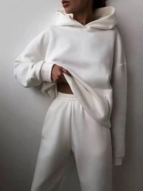 Womens Pullover Hoodie and Jogger Sweatpant Loungewear Set