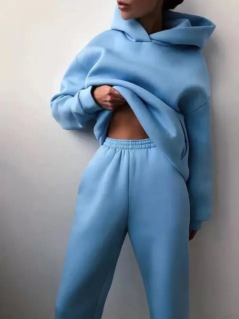 Womens Pullover Hoodie and Jogger Sweatpant Loungewear Set