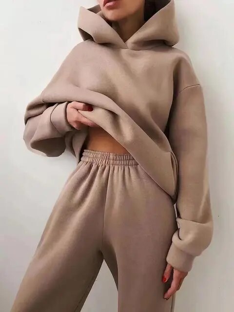 Womens Pullover Hoodie and Jogger Sweatpant Loungewear Set