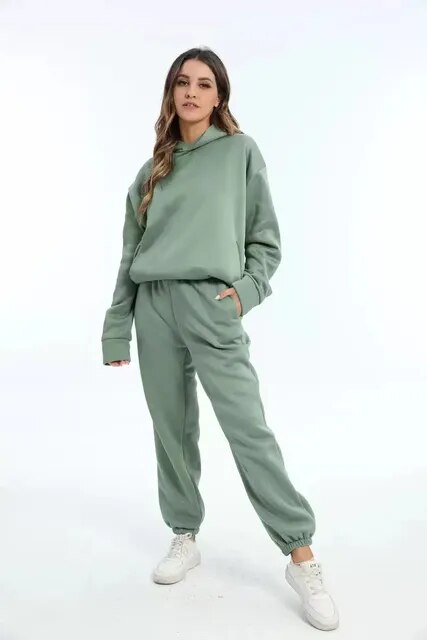 Womens Pullover Hoodie and Jogger Sweatpant Loungewear Set