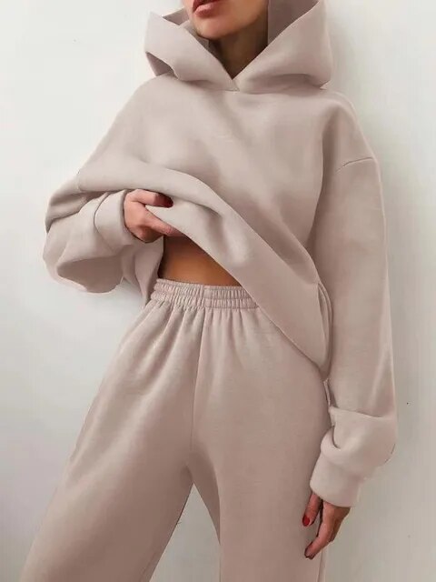 Womens Pullover Hoodie and Jogger Sweatpant Loungewear Set