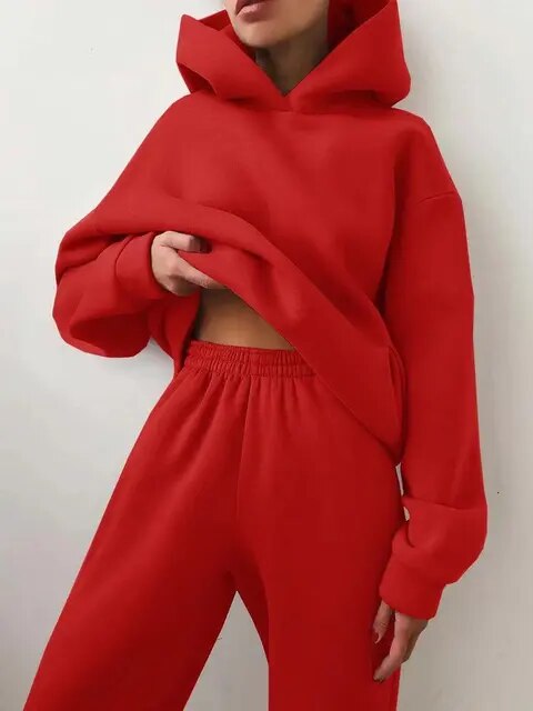 Womens Pullover Hoodie and Jogger Sweatpant Loungewear Set