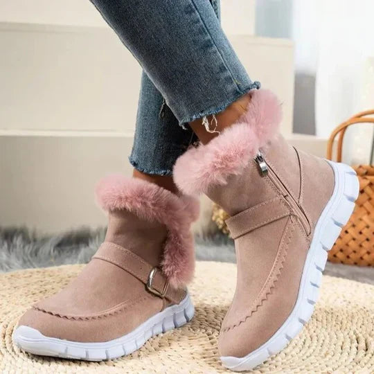 Womens Suede Ankle Boots Casual Plush Short Style