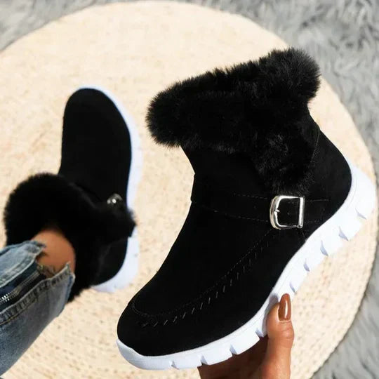 Womens Suede Ankle Boots Casual Plush Short Style