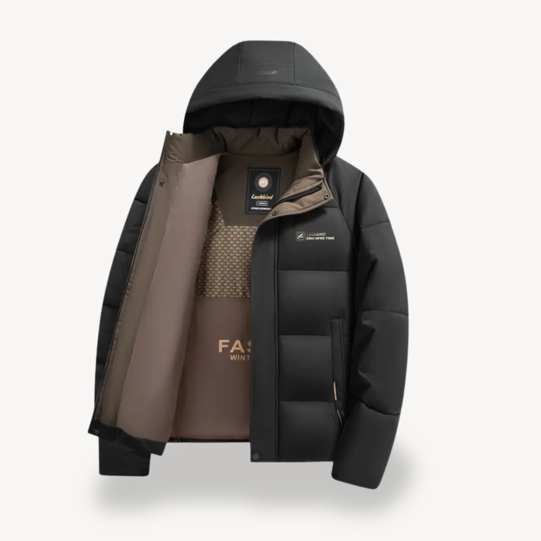 Mens Insulated Puffer Jacket with Hood Technical Fit