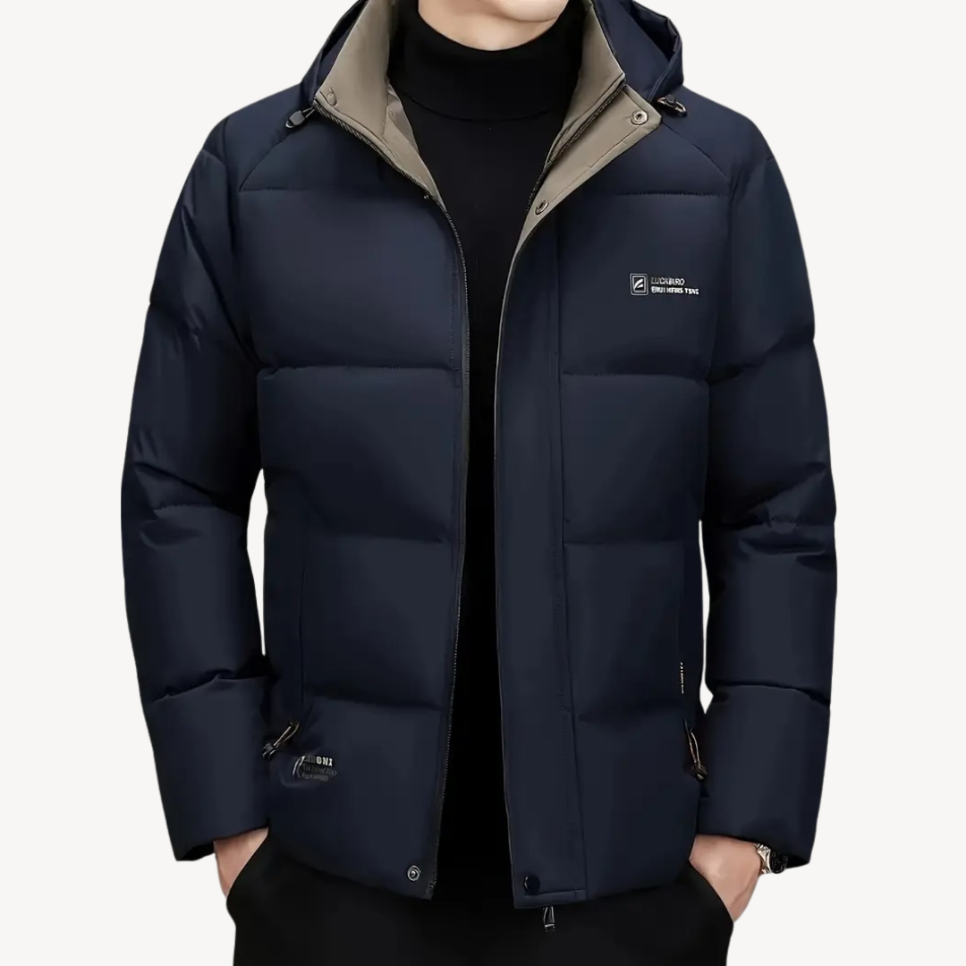 Mens Insulated Puffer Jacket with Hood Technical Fit