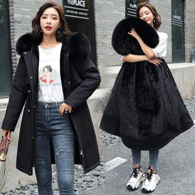 Womens Faux Fur Winter Coat Relaxed Fit - BritishMode