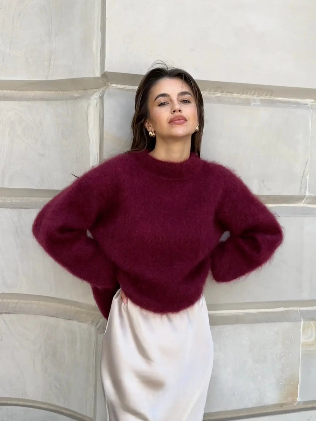 Womens Knitted Sweater Fuzzy Warm Classic Comfort Fit - BritishMode