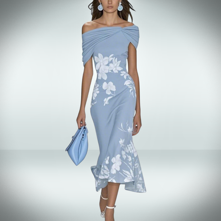 Womens Midi Dress Floral Elegant Style