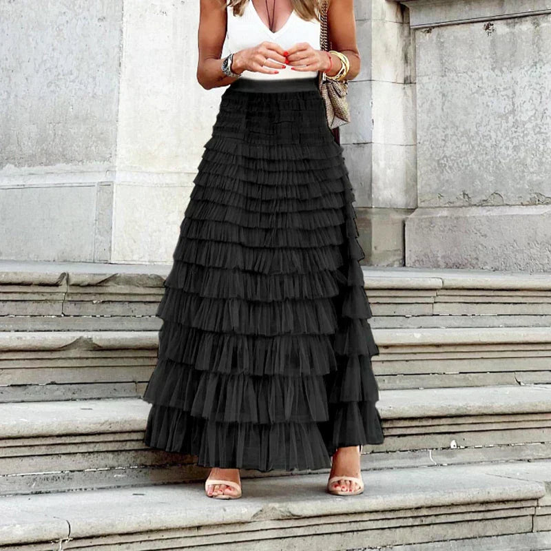 Womens Midi Skirt Lightweight Flowing Relaxed Fit