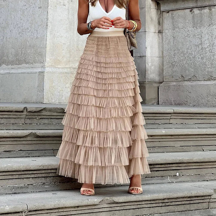 Womens Midi Skirt Lightweight Flowing Relaxed Fit - BritishMode