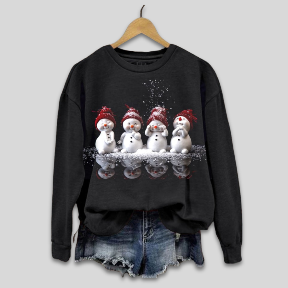 Womens Holiday Sweatshirt with Snowman Graphic Relaxed Fit