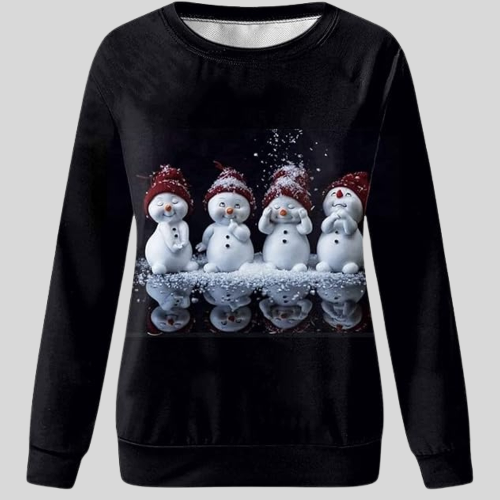 Womens Holiday Sweatshirt with Snowman Graphic Relaxed Fit