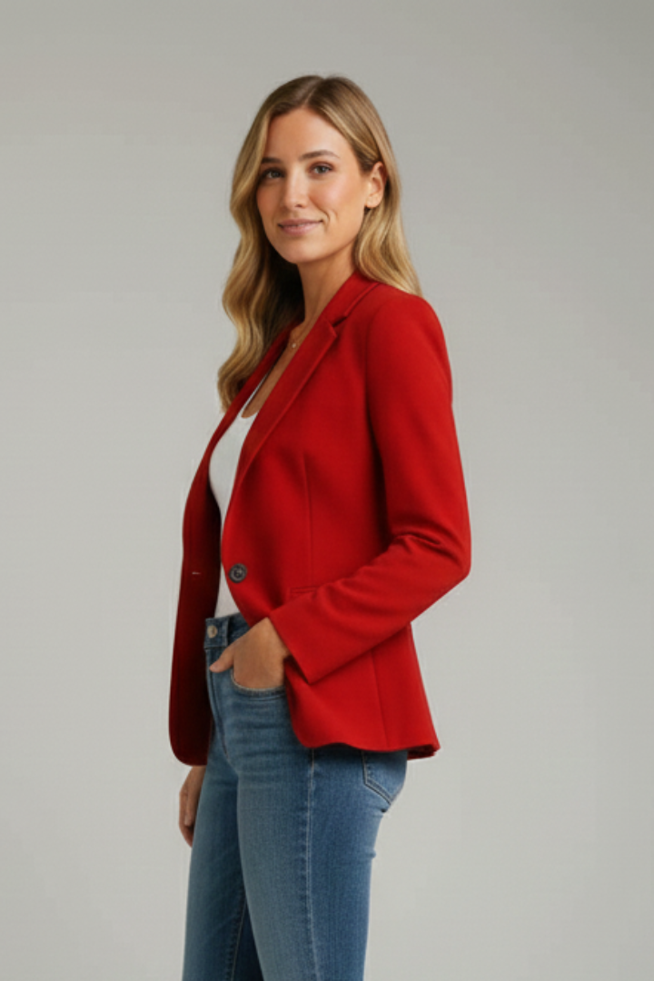 Womens Blazer Notched Lapel Single Button Closure