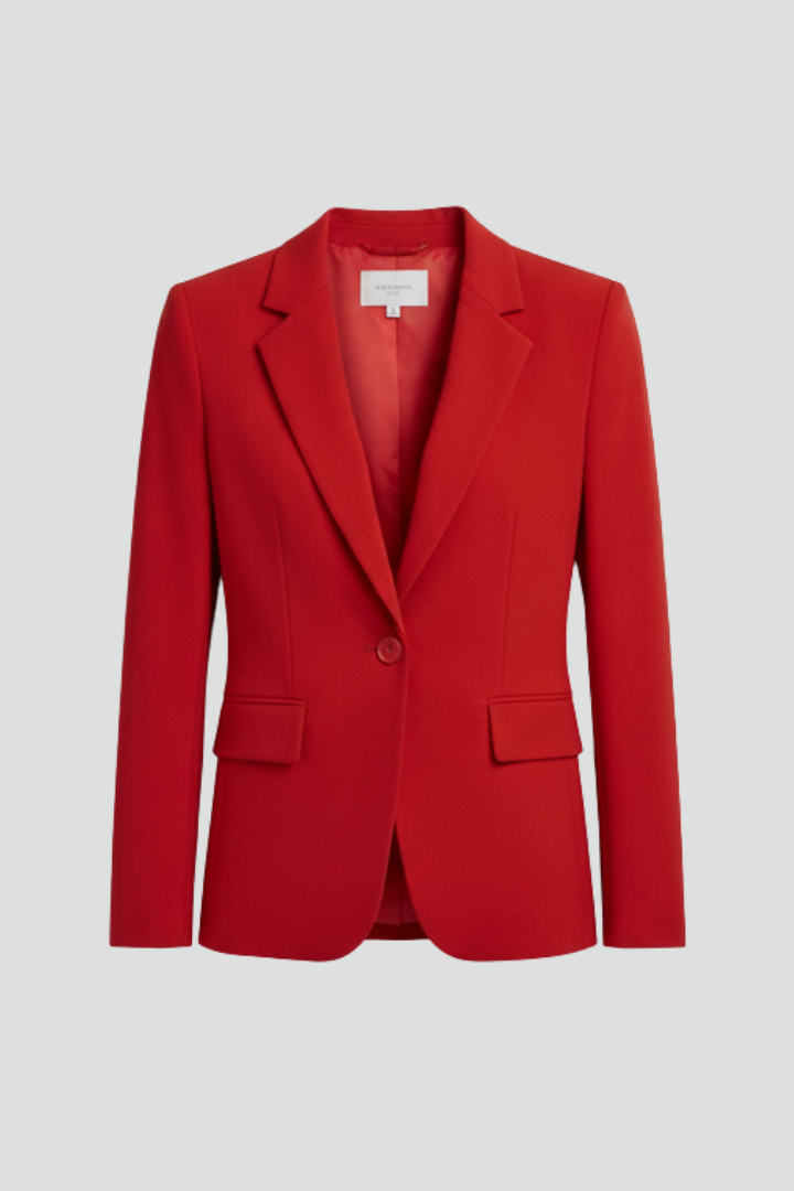 Womens Blazer Notched Lapel Single Button Closure - BritishMode