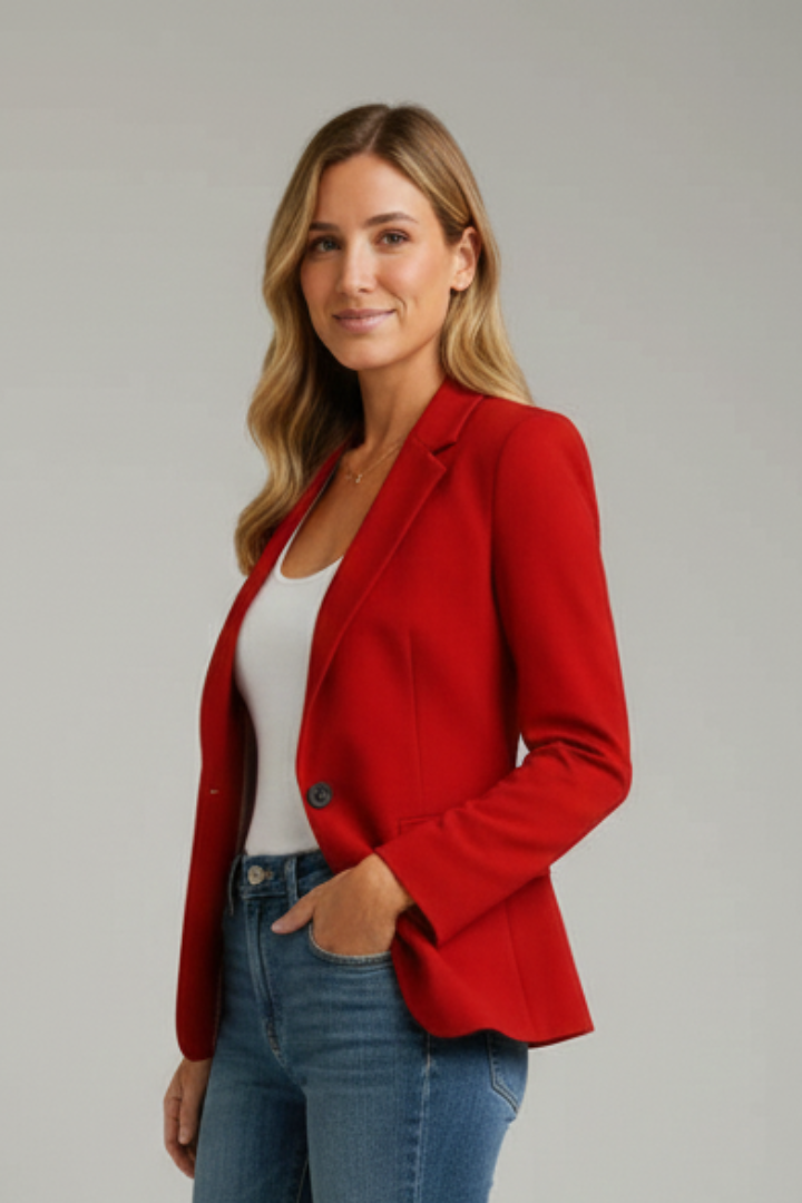 Womens Blazer Notched Lapel Single Button Closure