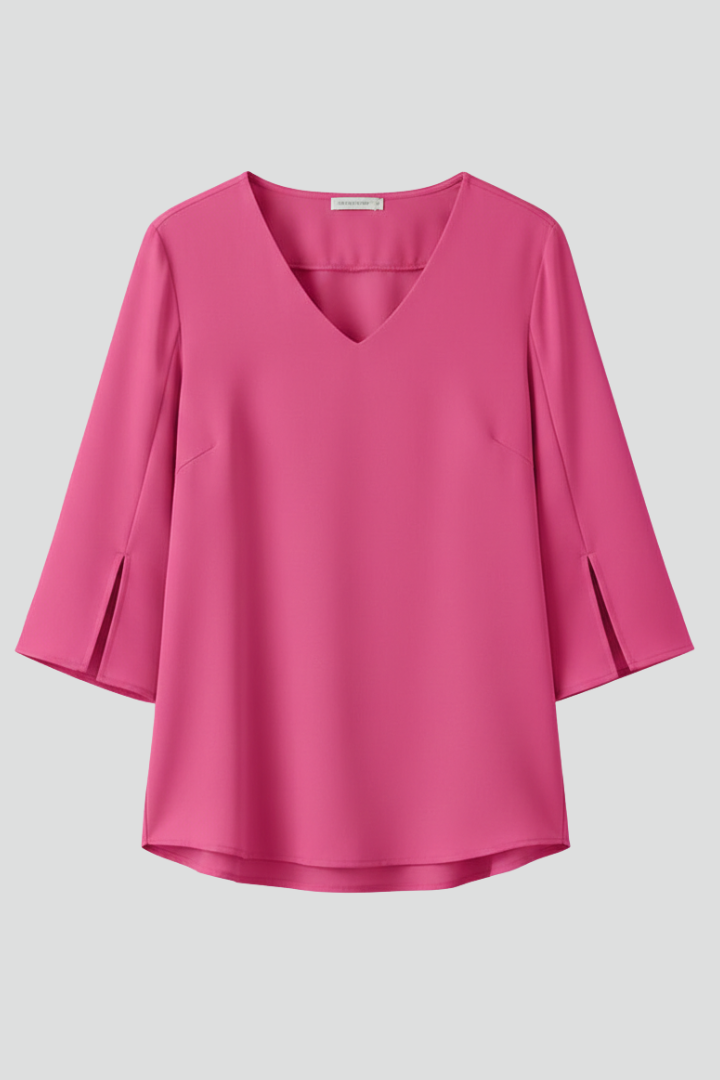 Womens Blouse V-Neckline Short Sleeve Lightweight - BritishMode