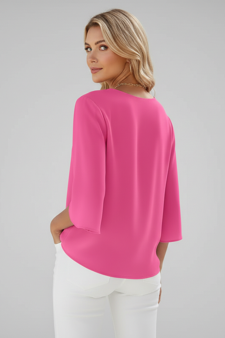 Womens Blouse V-Neckline Short Sleeve Lightweight