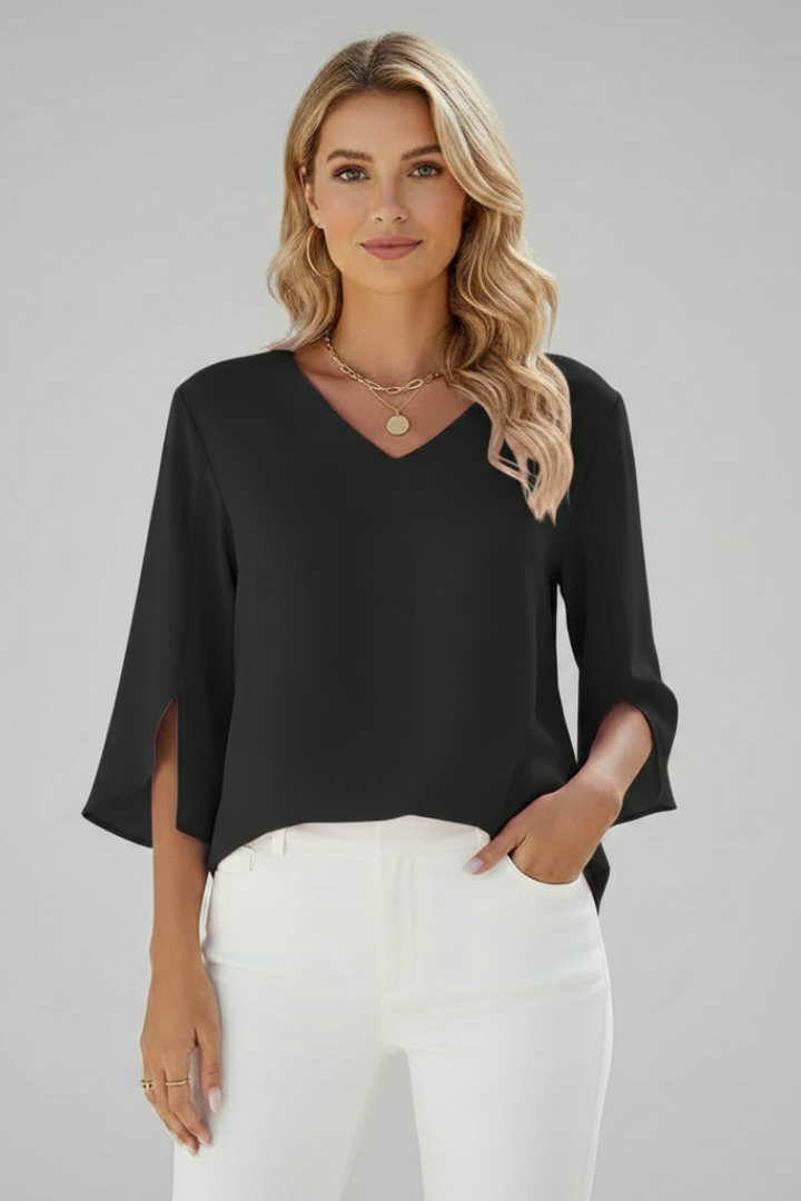 Womens Blouse V-Neckline Short Sleeve Lightweight