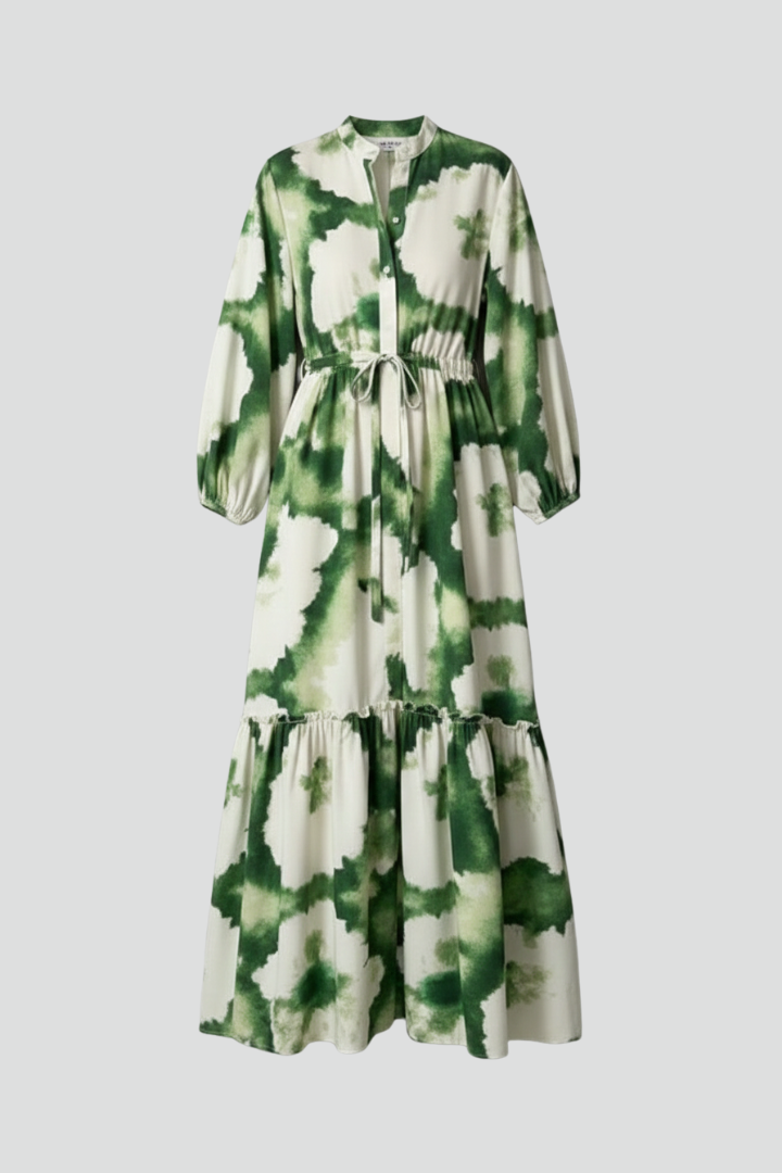 Womens Maxi Dress Floral Print Long Sleeve V-Neck - BritishMode