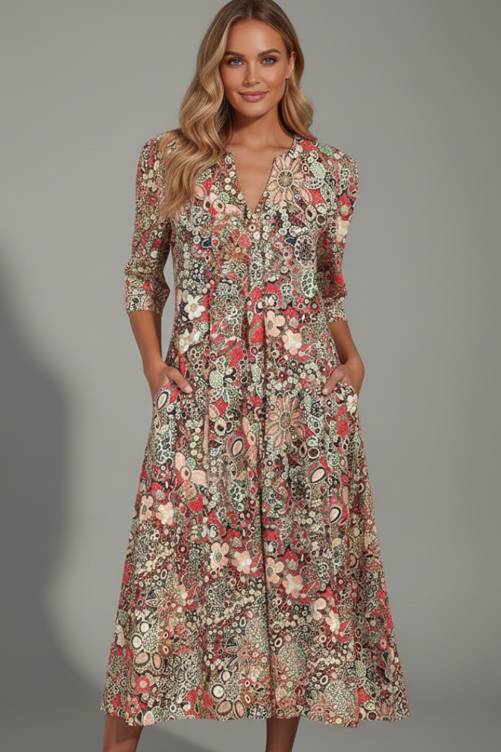 Womens Floral Dress Soft Fabric Relaxed Fit