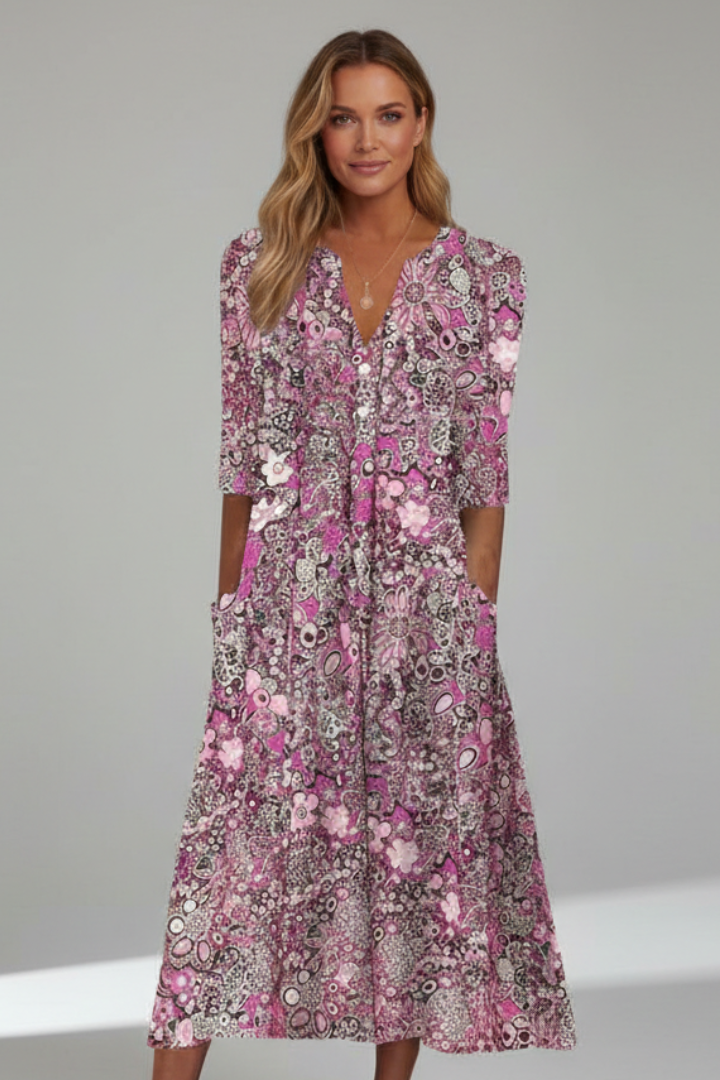 Womens Floral Dress Soft Fabric Relaxed Fit
