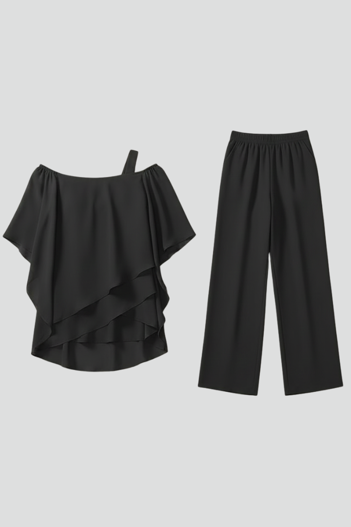 Womens Off-Shoulder Jumpsuit Wide-Leg Flowing Fit - BritishMode