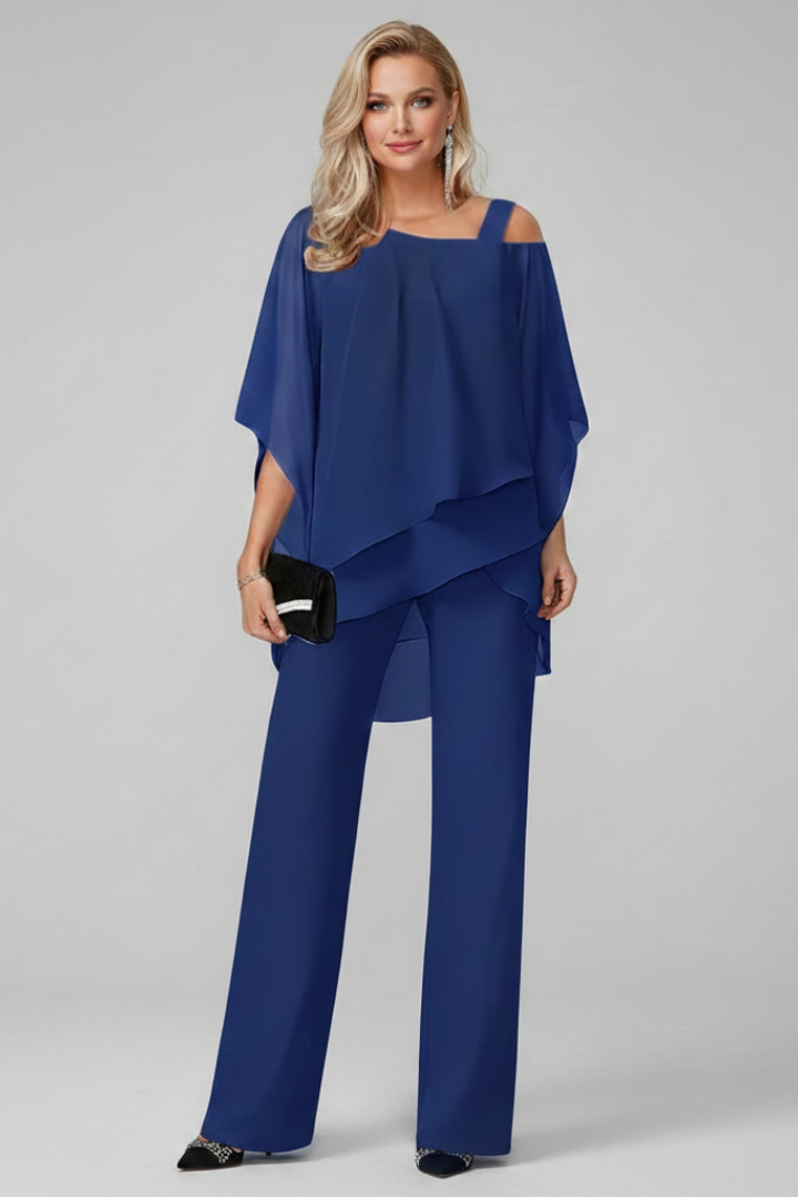 Womens Off-Shoulder Jumpsuit Wide-Leg Flowing Fit