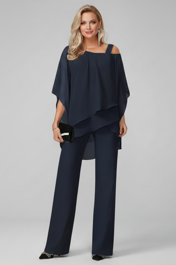 Womens Off-Shoulder Jumpsuit Wide-Leg Flowing Fit