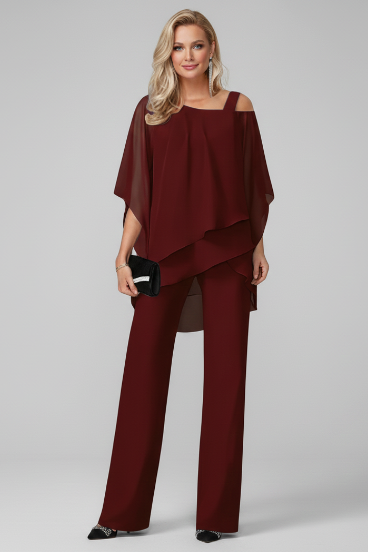 Womens Off-Shoulder Jumpsuit Wide-Leg Flowing Fit